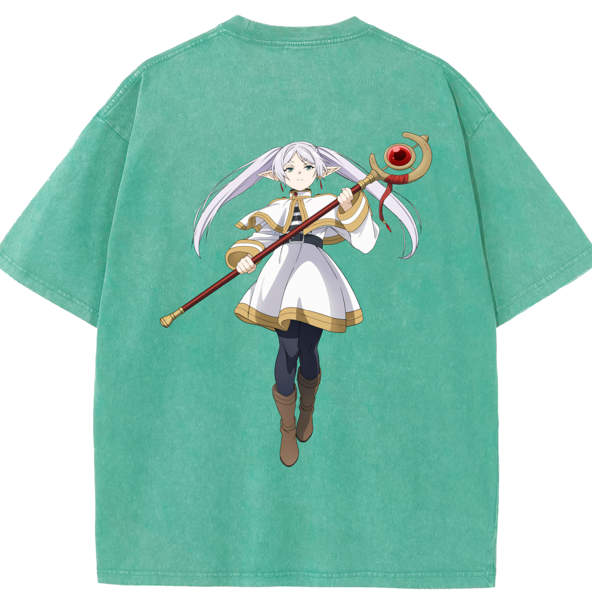 （画像用） 葬送のフリーレン Frieren 綿100% ヴィンテージ風 半袖Tシャツ（背面プリント）